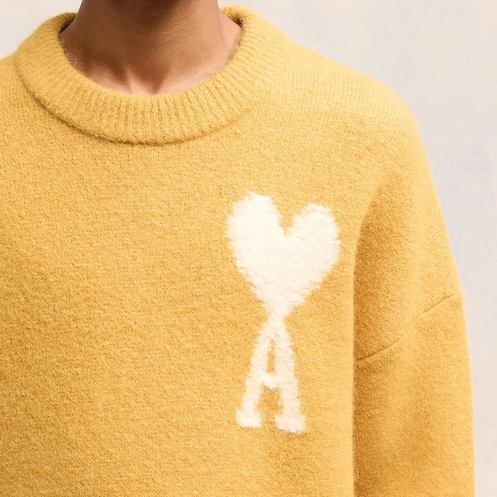 AMI Paris Off White De Coeur Alpaca-Blend Jumper - XL